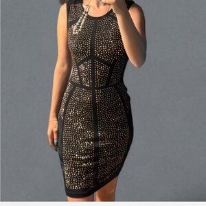 Guess Black and Gold Studded Midi Dress